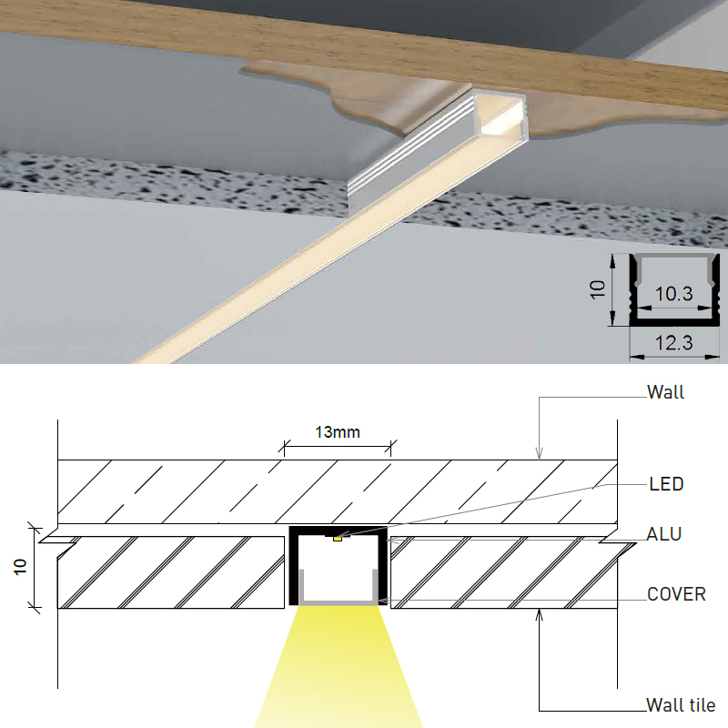 Mini Recessed LED Strip Channel For 10mm Rope Lights Mini Recessed LED Strip Channel For 10mm Rope Lights